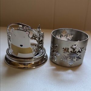 Bath & Body Works Polar Bear and Snowflake Candle Holder Set